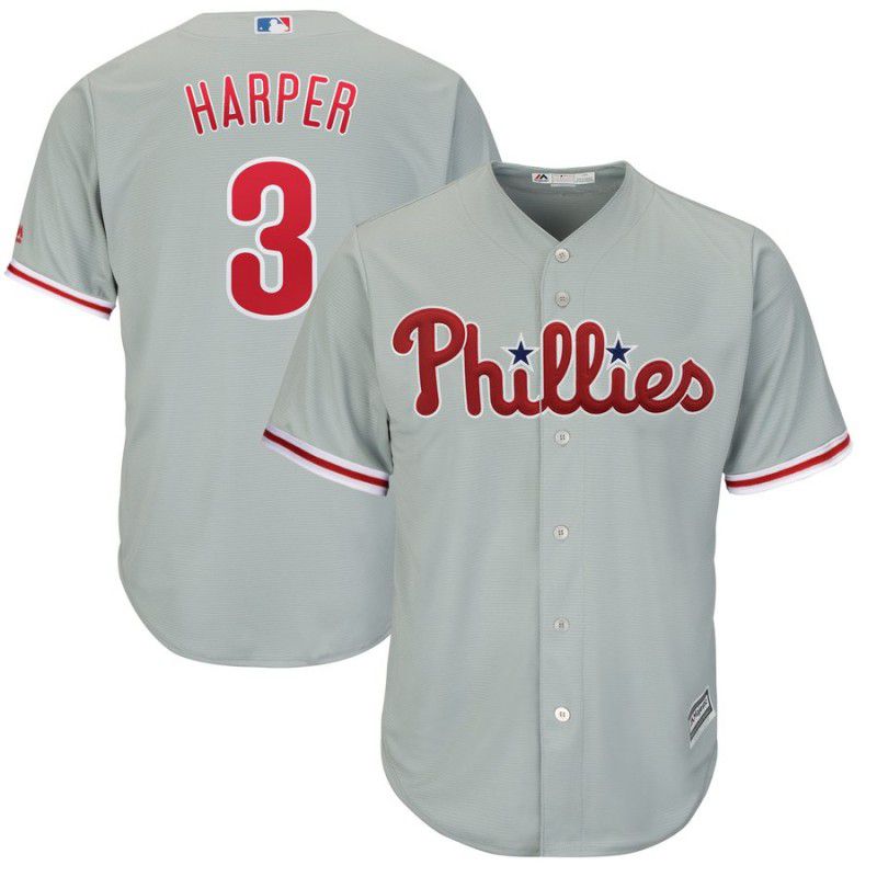 2019 MLB youth Philadelphia Phillies #3 Bryce Harper grey game Jerseys